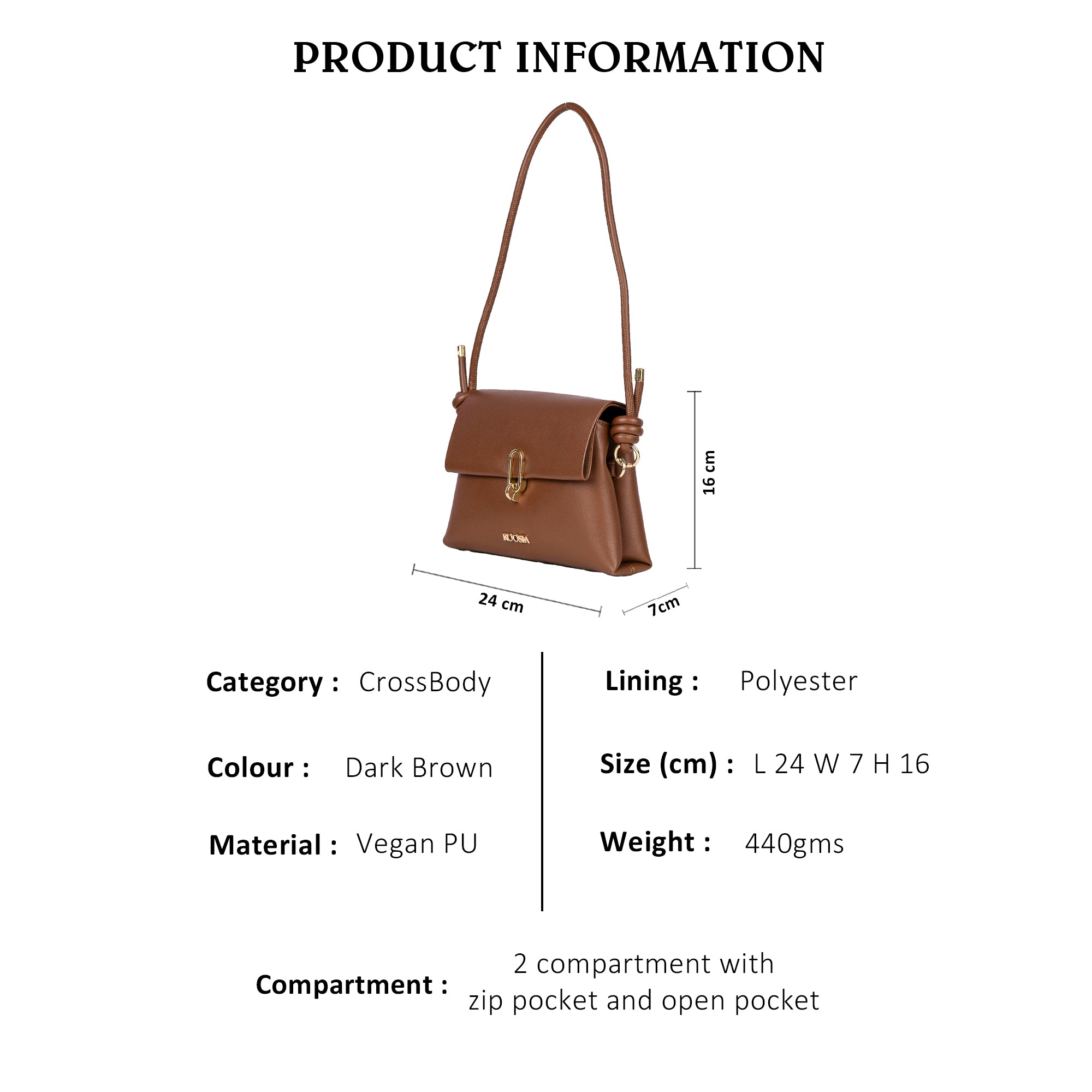 Woody Walnut Evergrace Crossbody Short Handle Bag