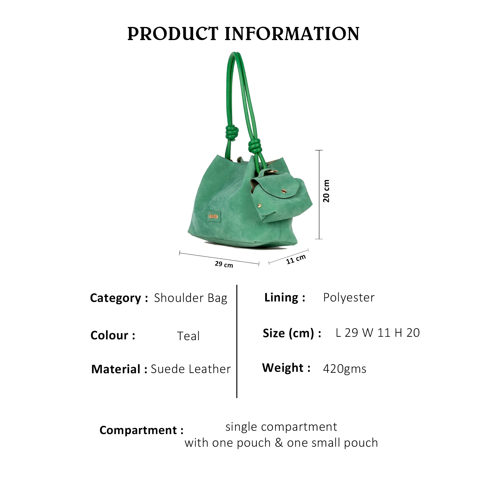 Teal Aura Short Shoulder Bag