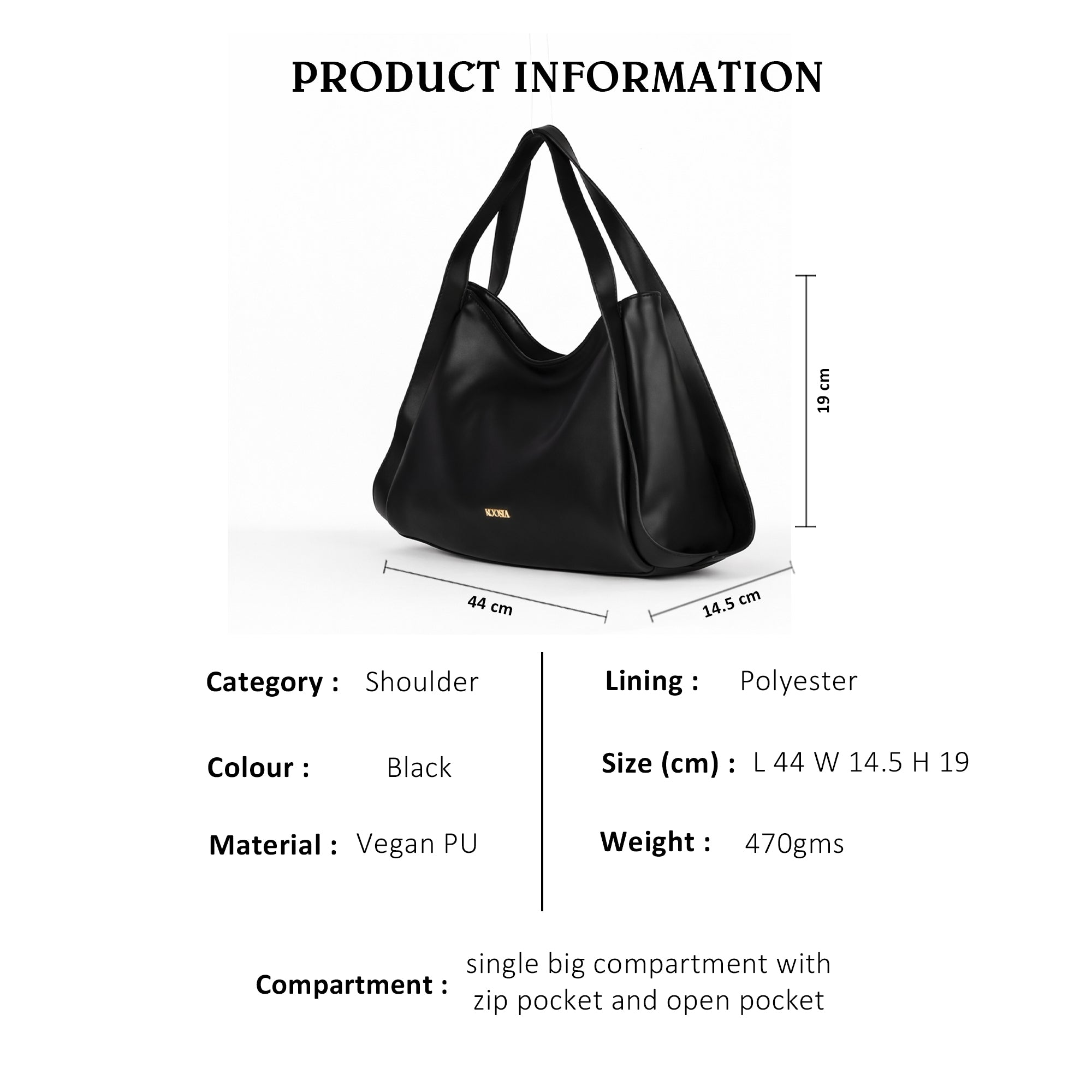 Dark Soft Touch Short Handle Shoulder Bag